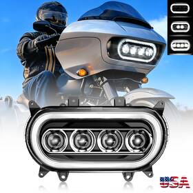 Mot 754137413041 Halo Led Headlight Hi-low Beam With Drl For Harley Road Glide Fltrx Fltru 2015-2024