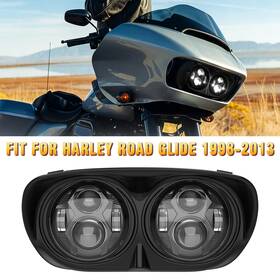 Mot 754137413096 5.75 Inch Dual Led Headlamp Projector Hi-lo Beam For Harley Road Glide 1998-2013