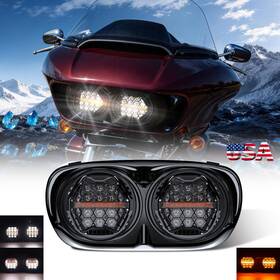 Mot 762891748279 2026 Newest 5.75ftft Dual Led Headlight Hi/lo For Harley Road Glide Fltr 1998-2013