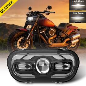 Mot 762891748408 Led Headlight Projector Hi-lo Sealed Headlamp With Drl For Harley Dyna Fat Bob Fxdf