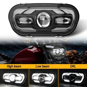 02013 Mot 762891748910 New Black Led Headlight Hi-low Sealed Dot For Harley Dyna Fat Bob Fxdf 2008-2017
