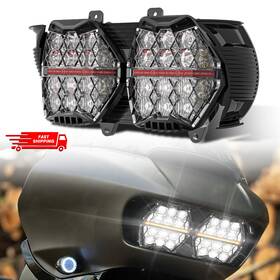 Mot 762891748989 Led Halo Dual Headlight Amber Drl For Harley Road Glide Special Fltrxs 2015-2024