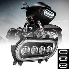 Rg001dl2601 Mot Projector Dual Led Halo Headlight Hi/low For Harley Touring Road Glide 2015-2024