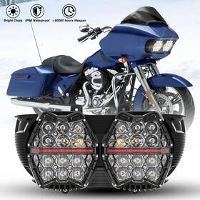 Rg002bk010 Mot Led Motor Headlight Hi-low Beam Amber Drl With Emc For Harley Road Glide 2015-2024