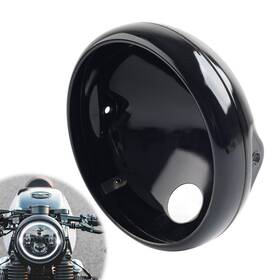 Motohij 336854132360 1pc 7 Inch Motorcycle Round Headlight Headlamp Housing Cover Bucket Glossyblack Iron