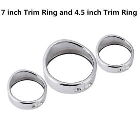 Y0045trc Motorcycle 7inch Headlight 4.5inch Passing Lamp Visor Style Trim Ring Cover Kit Chrome