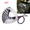 Mpa-2166hl02707-1 Chrome Finned Grill Headlight Lamp Fit For Harley Chopper Bobber