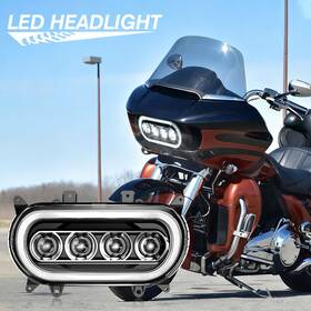 Nimarker 754137411672 Brightest Led Halo Headlight Hi-low Sealed Headlamp Emc For Road Glide 2015-2024