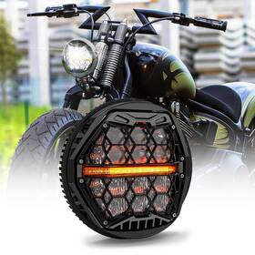 Nimarker 754137412037 5.75 Inch For Harley Cross Bones Flstsb Led Headlight Dot With Amber Daytime Running