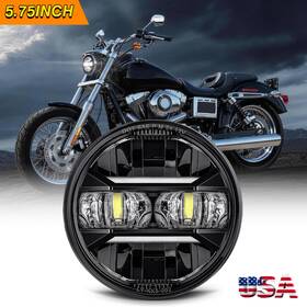 H5009bk2603 Nimarker Dot Black 5.75ftft 5 3/4ftft Round Led Headlight Hi-lo Drl For Harley Dyna Sportster