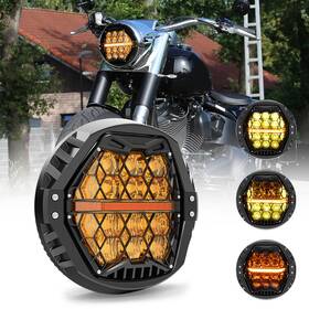 Hl-hh-5274nmk Nimarker Newest Amber Lens For Harley Fat Boy Flstf 2000-2017 7 Inch Led Headlight Hi/lo