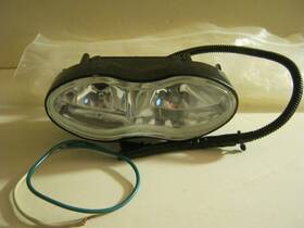 Hl-312-bkch Oncemoremoto Black 12v 55w Twin Double Oval Motorcycle Cafe Racer Bobber Headlight Lamp