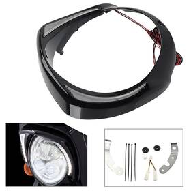 Oneclubaa 550755926303 Led Headlight Bezel Visor Trim Ring For Harley Touring Street Glide 2014 Black