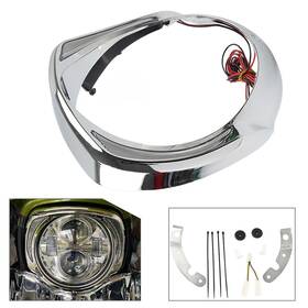 Onegogogo 550755894008 Led Headlight Bezel Visor Trim Ring For Harley Touring 2014
