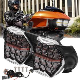 Mppb166hloo18ooo2x Oumurs Dot 240w Led Double Headlight High Low Beam For Halrey Road Glide Fltr 2015-2024