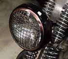 Panic Cycles Old School 5-3 4 Copper Wire Grilled Black Headlight Harley Bobber Chopper 0728044680889