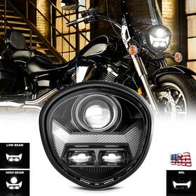 1300ct Realove 692090767743 Dot Led Halo Headlight Assembly Hi/lo Beam Drl For Yamaha V Star 1300 Xvs