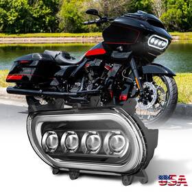 Realove 754137410903 Dot Dual Led Halo Headlight Projector Hi/lo For Harley Road Glide Fltr 2015-2023