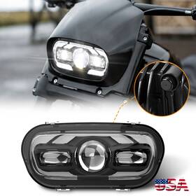 Realove 754137414208 New Dot Led Halo Headlight Projector Hi/lo Beam Drl For Harley Fat Bob 2008-2019
