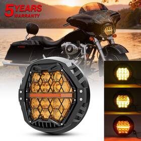 Realove 762891748064 7 Inch Round Led Headlight Assembly Hi-lo Drl For Harley Street Glide Flhx 2006