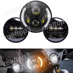 Tb0007411 Realtop3 7 Inch Led Headlight Drl And 4.5 Passing Lights For Harley-davidson Touring Road King