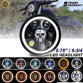 Aut5y0701 Ridorid Used 5.75 Inch 5-3/4 Halo Rgb Led Headlight Hi/lo Beam For Harley Honda Motorcycle