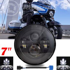 Ridroid 728488251904 1pc Dot Chrome 7 Inch Led Headlight&high-low Beam For Harley Davidson Indian