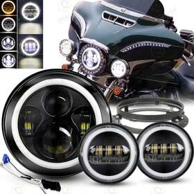 7y01wd02zj01 Ridroid 7 Inch Motorcycle Headlight 4.5 Fog Passing Lights Mount Ring For Harley Davidson