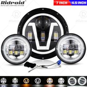 7y14wd005 Ridroid Black 7 Inch Led Projector Headlight Passing Lights Fit For Harley Touring 3x