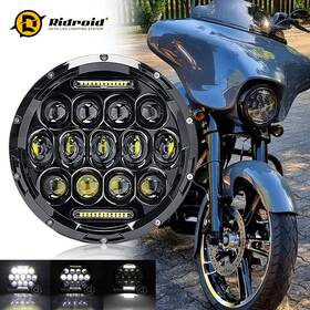 Ac-td7y0003 Ridroid 7 Inch Round Led Headlight Hi/lo Beam Black For Harley-davidson Softail Deluxe Flstn