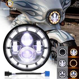 Ac-td7y0015 Ridroid 7 Inch Round Led Halo Headlight W Drl Turn Signal For Harley Davidson Motorcycle