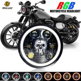 Actd5y0010 Ridroid Rgb 5-3/4 Inch 5.75 Led Headlight Skull Drl For Harley-davidson Dyna Low Rider Fxdl