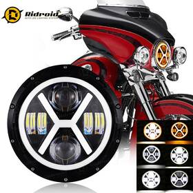 Actd7y0013 Ridroid 7 Inch Round Led Headlight Drl Turn Signal For Harley Road King Fat Boy Dyna
