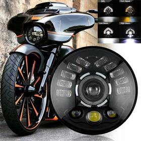 Actd7y0021 Ridroid 7 Inch Led Turn Signal Headlight Drl Hi-lo For Harley Davidson Fat Boy Flstf