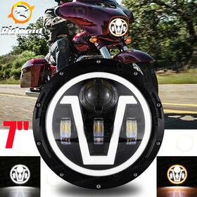 Amc-led-7y14-1 Ridroid 7 Inch Black Led Headlight For Harley Street Glide Special Flhxs Flhx Motorcycle