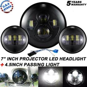 Aut7y08wd04 Ridroid Used 7 Inch Led Projector Headlight 4.5 Fog Light For Harley Touring Motorcycle