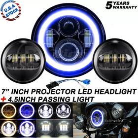 Aut7y10wd04 Ridroid Blue Halo 7 Inch Led Headlight 4.5 Fog Lamp Combo Fit For Yamaha V-star Road Star