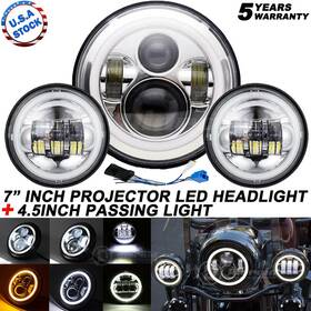 Aut7y11wd0501 Ridroid Used 7 Inch Led Headlight 4.5 Passing Light For Harley Electra Glide Road King