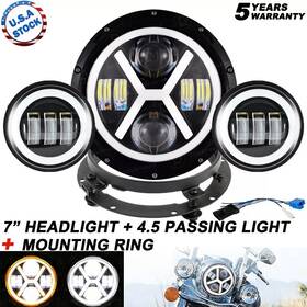 Aut7y13wd02 Ridroid 7 Inch Motorcycle Led Headlight 4.5 Fog Light Ring For Harley Road King Softail