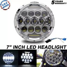 Auttd7y0901 Ridroid Chrome 7 Inch Round Led Headlight Drl H4/9003 Fit For Harley Davidson Motorcycle