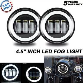 Autwd0203 Ridroid Pair 4.5 Inch Led Projector Round Fog Light Angel Eyes Halo Motorcycle Ring Drl