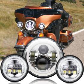 Mptz0001 Ridroid For Harley Davidson 7 Inch Led Headlight&turn Signal Drl 4.5 Fog Passing Lights