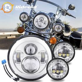 Ridroid-254dew Ridroid Chrome 7 Inch Led Headlight 4.5 Passing Light For Harley Davidson Touring Road King