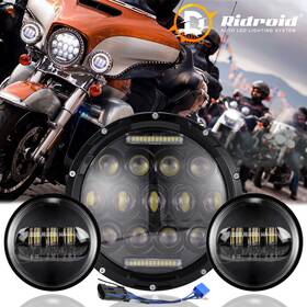 Ridroid-7y03wd04-1 Ridroid For Harley Davidson Electra Glide Classic 7 Inch Led Headlight 4.5 Passing Lights