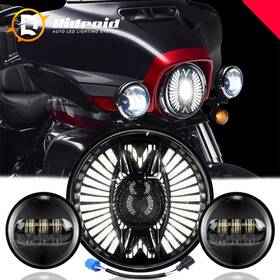 Ridroid-7y24wd04-1 Ridroid Dot 7 Inch Led Headlight &4.5 Fog Passing Lights For Harley Davidson Fat Boy Efi Fl