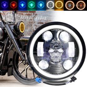 Ridroid-led-5y10rgb Ridroid 5-3/4 Inch 5.75inch Led Rgb Headlight&skull Halo For Harley-davidson Iron 883 Xl883n