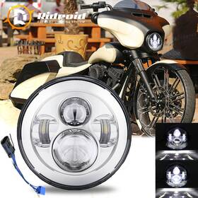 Ridroid-led-7y10-1 Ridroid Chrome 7 Inch Led Headlight With High-low Beam For Harley Davidson Touring Road King