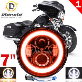 Ridroid-led-7y20dd-1 Ridroid Red 7 Inch Led Headlight Hi/low Beam Projector For Harley-davidson Street Glide Flhx