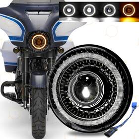Ridroid-led-7y22 Ridroid 7 Inch Led Headlight Start-up Gradient Welcome Halo For Harley Davidson Street Glide