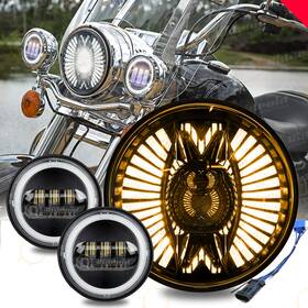 Ridroid-led-7y24wd021 Ridroid Dot 7 Inch Led Headligh 4.5 Fog Lights Halo Combo For Harley Davidson Touring